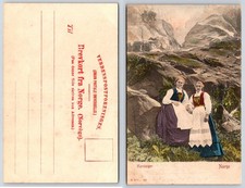 Hardanger Norway Women Folk Costume Landscape Postcard AV177 picture