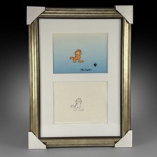 Original Garfield Jim Davis Signed Sketch Drawing + Production Animation Cel picture