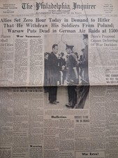 1939 THE PHILADELPHIA INQUIRER Sept 3 POLAND INVASION picture