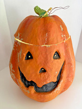 Vintage Paper Mache Jack O' Lantern ~ Large Halloween Pumpkin 15