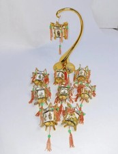 Vintage Miniature Chinese Palace Lanterns Brass & Celluloid Panel Ornaments Lot picture