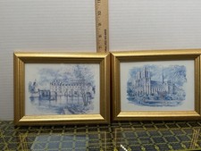 2-lithographs Notre Dame Cathedral signed b Bernadette & Jegai Chateau de Chenon picture