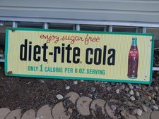 c.1950s Original Vintage Diet Rite Cola Sign Metal Embossed MCA Nehi Royal Crown picture