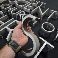 Vtg 1950s-60s Aluminum Architectural Sign Letter Set Salvage Art Display MCM picture