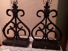 Vintage Mid-Century Scroll & Leaf Wrought Iron Table Lamps 19