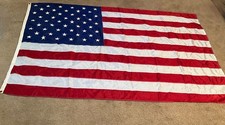 US American Flag Embroidered Stars Sewn Stripes Brass Grommets Nylon ~5Ft x7.5Ft picture