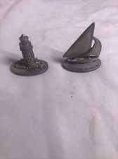 1981 Spoontiques Pewter Miniature Sailboat & Lighthouse Vintage Figures picture