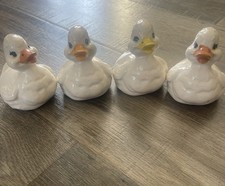 Vintage Ceramic Ducks Ducklings Small Hanpainted Set 4 Cottagecore Farmhouse picture