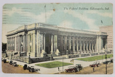 Indianapolis Indiana Federal Building Early Autos Horse Carriage 1915 Postcard picture