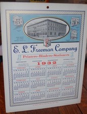 VINTAGE 1932 E.L. FREEMAN CO.  PRINTERS RI. CALENDAR FIRE ALARM SIGNALS SIGN picture