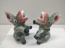 Laughing Donkey Mule Anthropomorphic Salt Pepper Shaker set Vintage Democrat picture