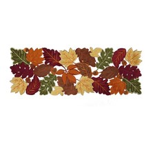 AUTUMN LEAVES Embroidered Table Runner 13x60