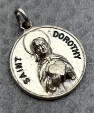 VTG Creed Sterling Silver Saint Dorothy Brides Newlyweds Medal Pendant Charm picture