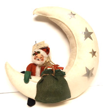 Annalee Crescent Moon large w/ Santa,1992 Retired 16in x 15in picture