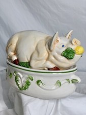 Mid-Century Bassano Italian Tuscan Farmhouse Ceramic Pig Tureen with Lid & Ladle picture