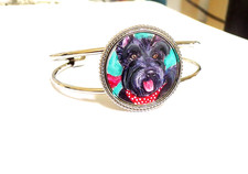 Hand painted Scottish Terrier on silver tone Bracelet picture