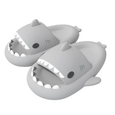 Allgala Shark Slides for Women Men & Kids Light Grey Open Toe Cushioned Sandals picture