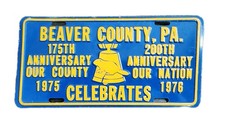 Beaver County PA 175 & 200th 1975 1976 Anniversary Celebration License Plate picture