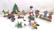 Vintage Taiwan Wood Christmas Ornaments Mixed Lot picture