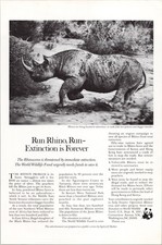 WWF Rhino Extinction Vintage Magazine Print Public Service 1980 Ad picture