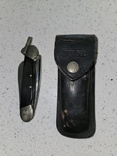 Vintage Buck Multi-Blade Folding Pocket Knife with Original Buck Leather Sheath picture