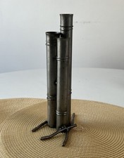 VTG Handcrafted Metal Bamboo-Form Bud Vase or Candleholder Made In Mexico MCM picture