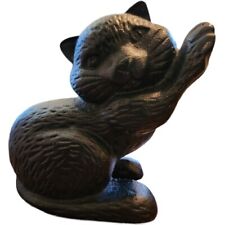 Vintage Black Solid Cast Iron Doorstop Bookend Black Kitty 51/2