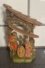 Vintage Italian Nativity Holy Family Hand Painted Hard Plastic Italy picture