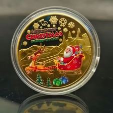 Santa Claus Merry Christmas Commemorative Coin - Gold Plated in Plastic Case picture