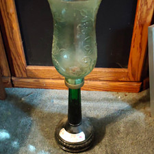 Vintage Vino Rosso Conti Italian Table Deco 750ml Green Glass, Floral Decor Vase picture