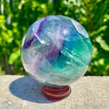 1.24LB natural Green fluorite ball quartz crystal Sphere Reiki energy healing picture