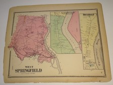 1871 WEST SPRINGFIELD MASS. Map (13x15