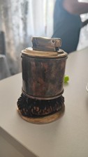 RARE Vintage Table Lighter Sterling Silver 925 115g + Antler Horn Hunting picture