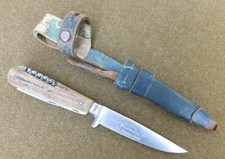 VINTAGE PRE 1964 PUMA WAIDMESSER HUNTING KNIFE WITH SCABBARD & BELT FROG picture