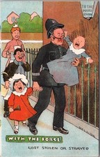 c1910s England POLICE Comic Postcard 