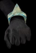 Rare Antique Faience Bracelet with Pyramid Ancient Egyptian Antiquities BC Era picture