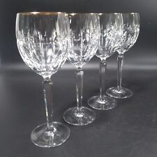 4 WATERFORD Crystal GRENVILLE GOLD Wine Goblets Vertical Cuts & Dots w Gold Rim picture