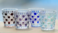 A set of 4pcs Hand Blown Crystal Glasses Colored Liqour Sake Cups picture