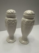 Vintage JC Penney Milk Glass Floral Salt Pepper Shakers Original Stoppers picture
