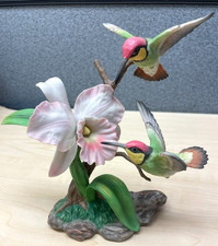 RARE Maruri Ruby-topaz a Pair of Hummingbirds w/ Cattleya MINT Vintage 1999 picture