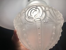 Antique Victorian Frosted Glass Acorn Lamp Light Shade 3