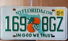 2011 Florida In God We Trust License Plate 169 8GZ picture