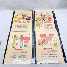 Vintage Vinegar Valentines Comic Cards Set of 6 Mid-Century Satire Ephemera picture