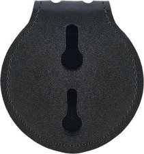 Black Cowhide Universal Police Badge Holder, Sheriff's Holder Round  picture