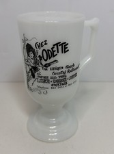 Vintage Chez Odette Restaurant New Hope PA Footed Coffee Mug Milk Glass USA picture