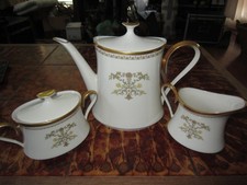 LENOX CASTLE GARDEN TEA / COFFEE POT with CREAMER AND LIDDED SUGAR BOWL picture