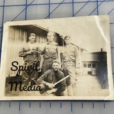 WWI Photograph Group Of Soldiers Weapons Pistols Bayonet Rifle Grenade Launcher picture