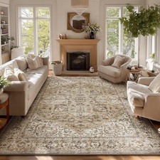 8x10 Area Rugs for Living Room, Washable Boho Non-Slip Vintage Distress Large... picture