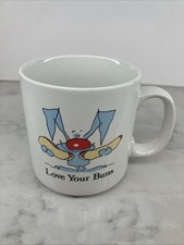 Vintage Russ Berrie Coffee Mug Love Your Buns Rabbit Bunny Hotdogs Item No 8014 picture