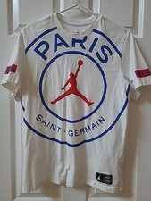 Air Jordan x PSG Paris Saint-Germain White T-Shirt Size M Medium Jumpman Logo picture